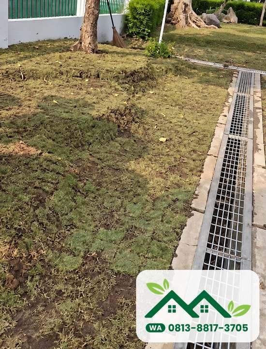 Halaman rumput jepang yang sudah terpasang